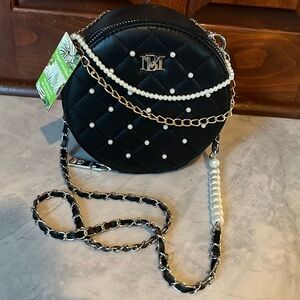 Badgley Mischka   NWT   Round  quilted and dotted with pearls  Crossbody bag